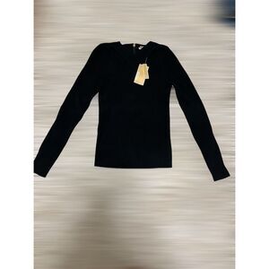 Michael Kors Women's Black Ribbed Cutout Sweater Size S Casual Pullover